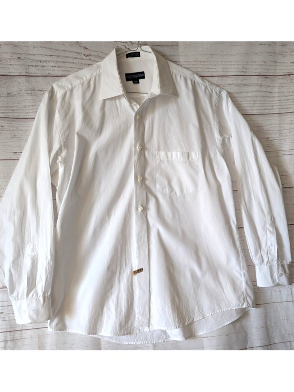 Oscar De La Renta Men's White Shirt Basic Button Up 100% Cotton Size 16 1/2